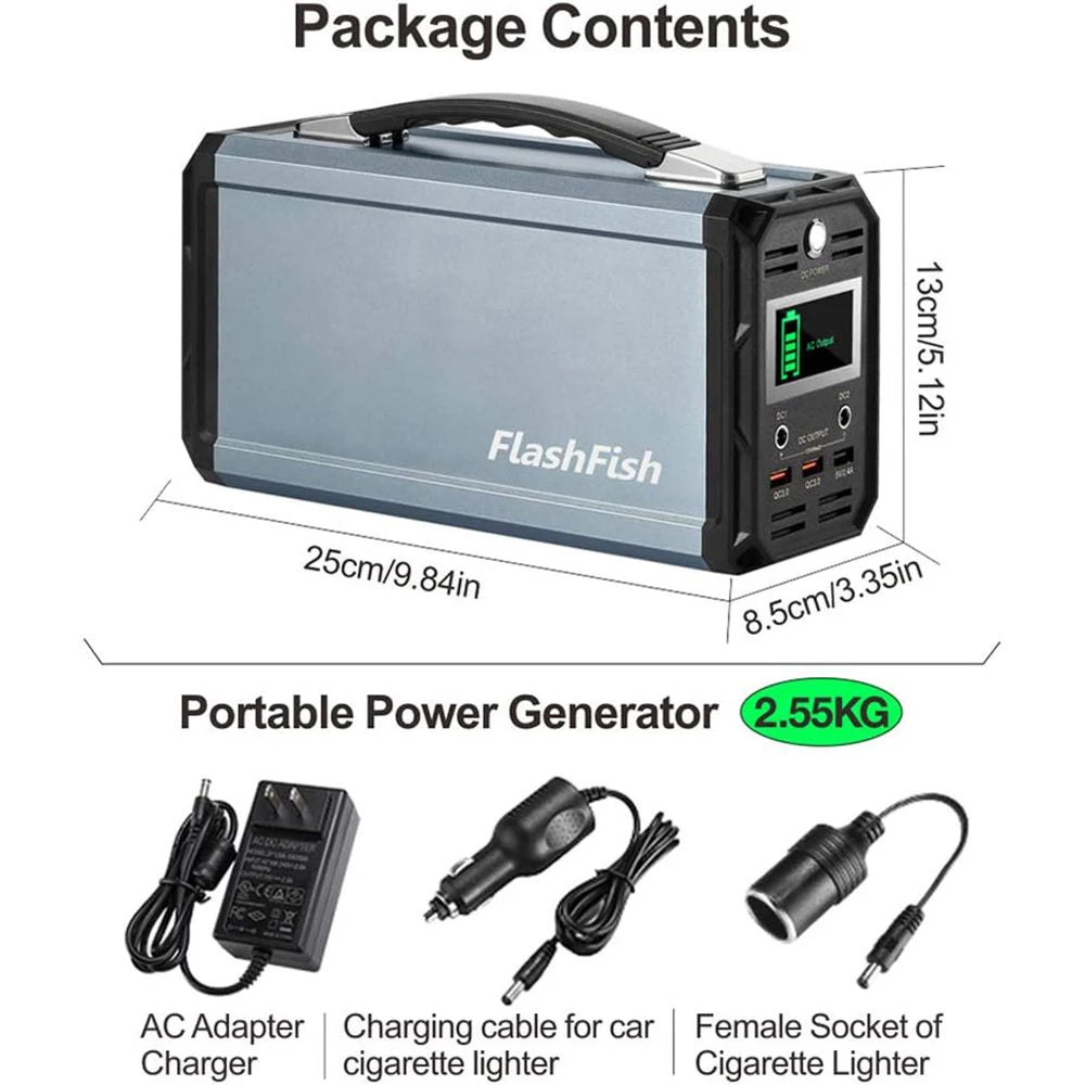 300W Solar Generator 222Wh Portable Power Station 60000mAh Rechargeable Lithium Battery Bank