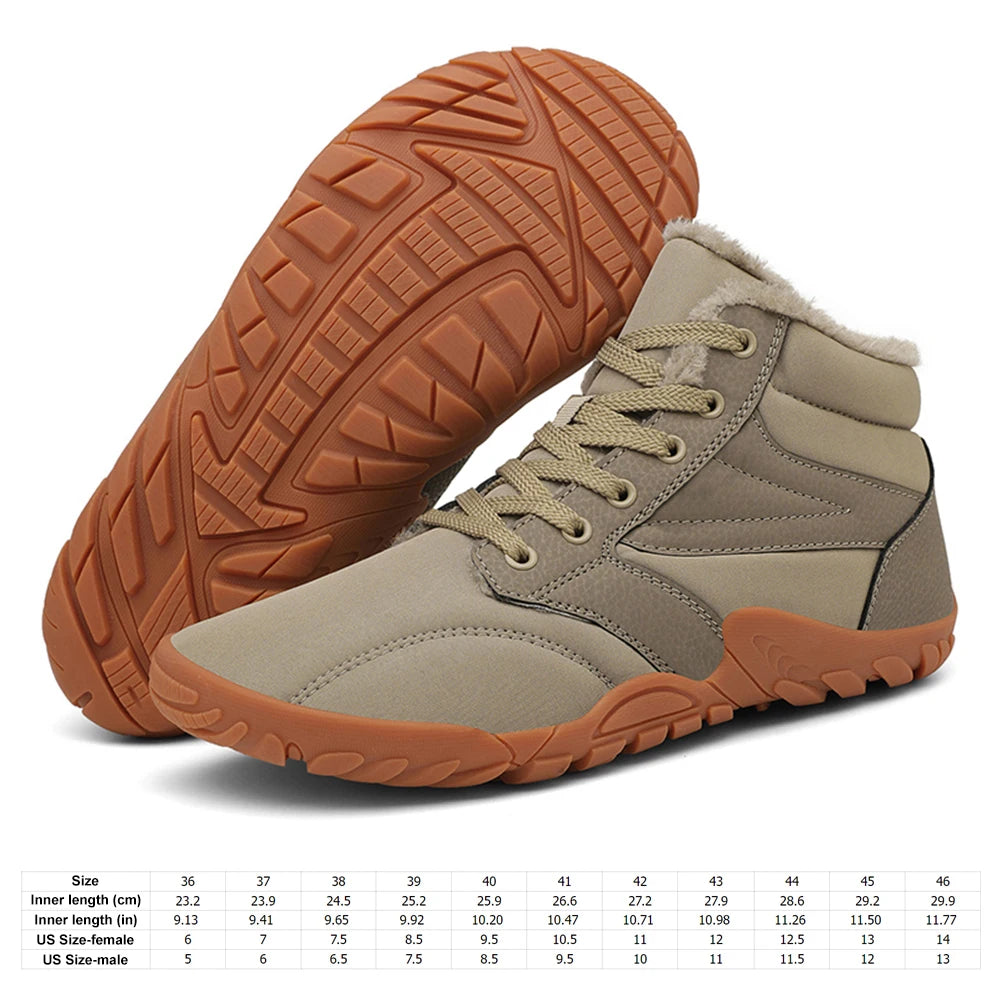 Winter Snow Boots Cold-Proof Trekking Shoes Waterproof Wide Toe Lightweight Walking Boots