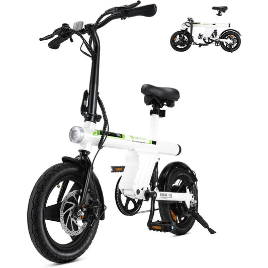 Electric Bike, Adults w/ Basket, 500W Motor, 20 mph Folding Ebike, 14"/16"  with Smart Uphill