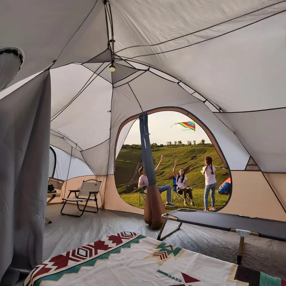 Camping Tent 10-Person-Family ,Festival Tent Big Easy Up 5 Large Mesh Windows Double Layer 2 Room