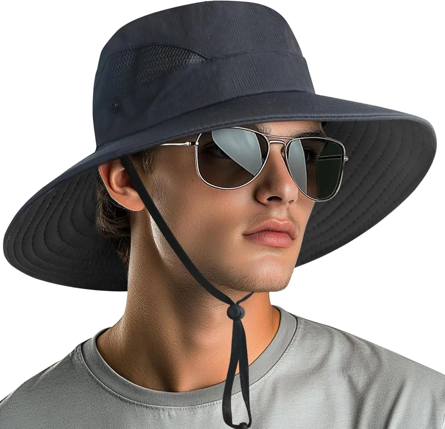 Ponytail sun hat for women with wide brim UPF 50+ fishing and beach