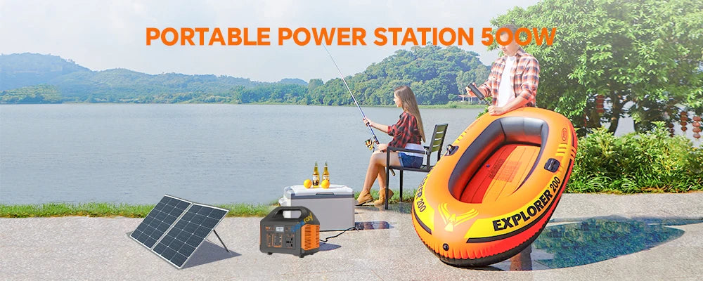 500W 300W Portable Power Station AC 110V Solar Generator LiFePO4 Battery UPS Emergency camp Home