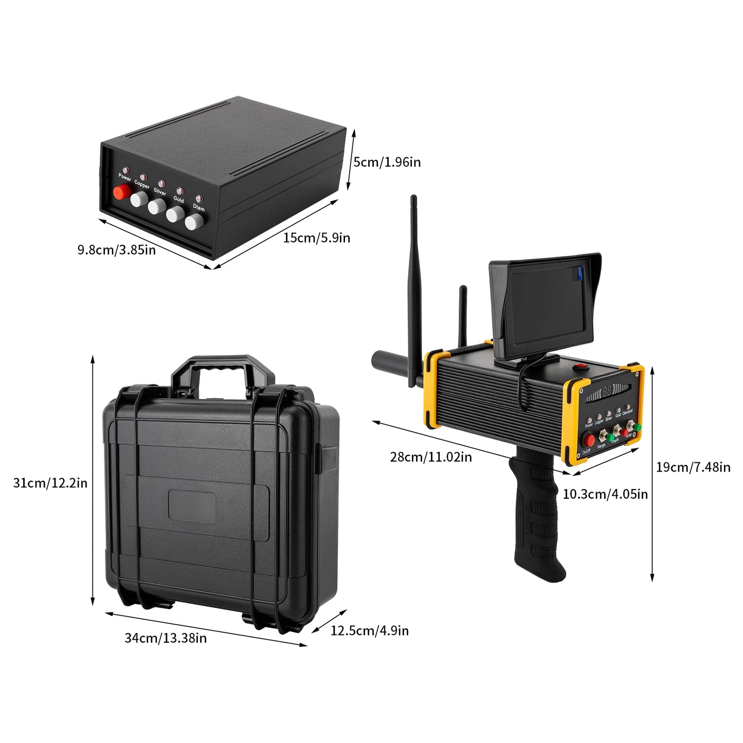 Metal Detector Gold Finder Underground Scanner High Definition Screen Gold Silver Copper AC100‑240V