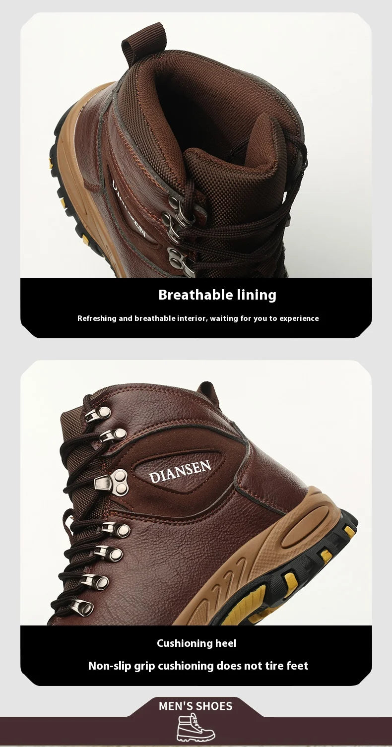 Waterproof Leather Indestructible Men Work Safety Boots Outdoor Anti-smash Anti-puncture Male