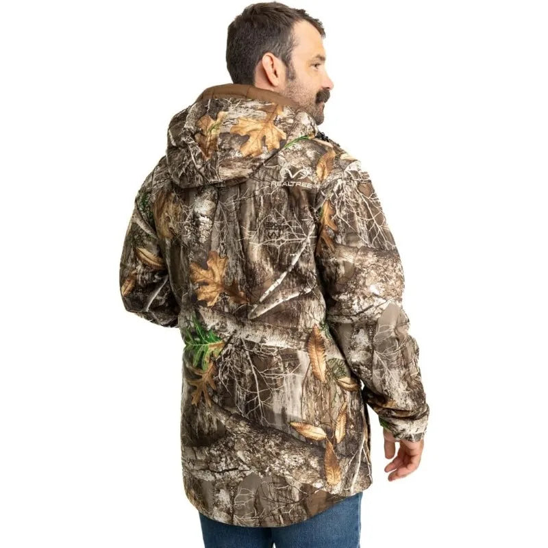 Men's Edge/Timber/Max-7 Camo Hunting Insulated Parka Jacket - Wind-proof, Mid-weight and Super Warm