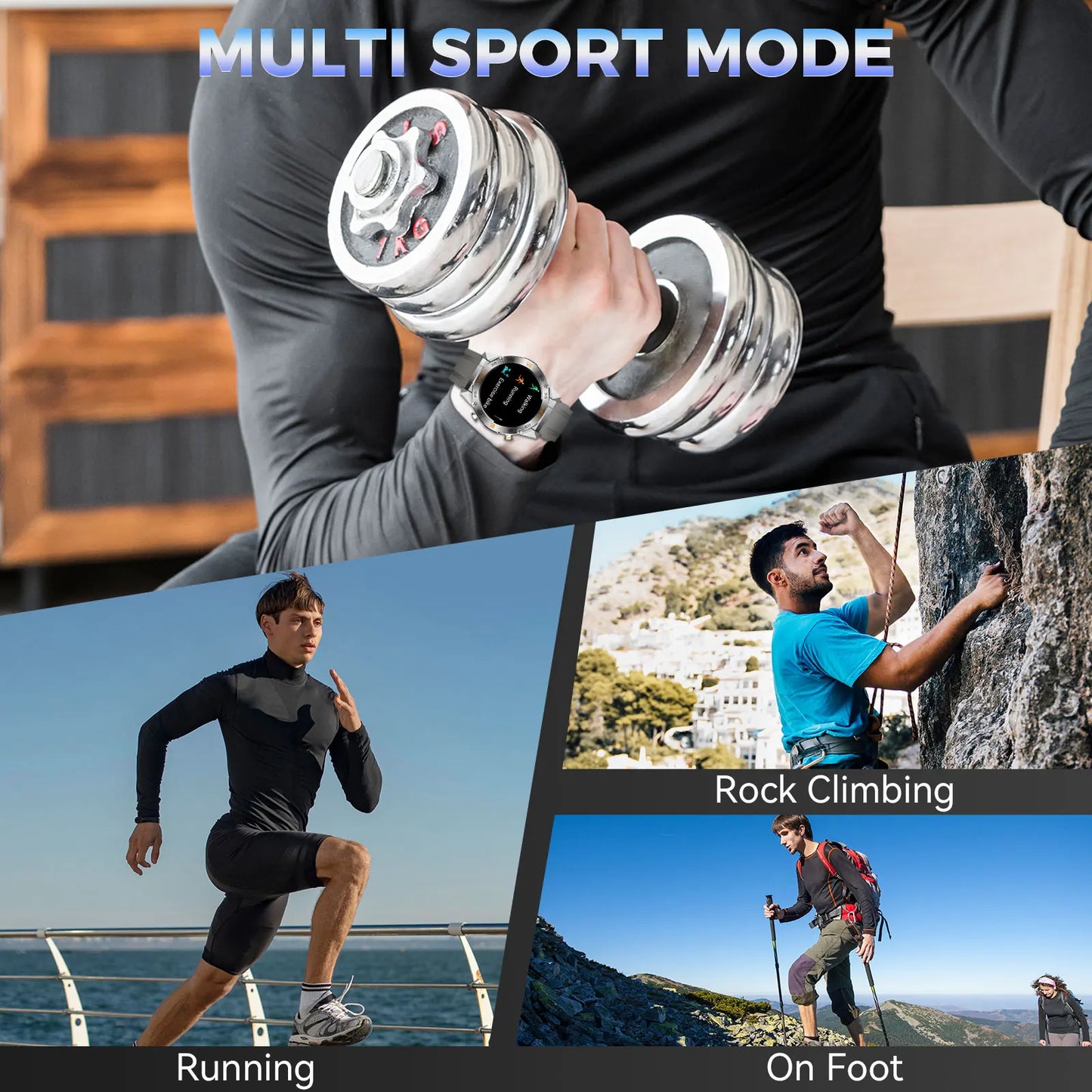 LaNikar Military Smart Watch,Men Fitness Tactical Multiple Sports Modes Heart RateSpO2 Sleep Tracker