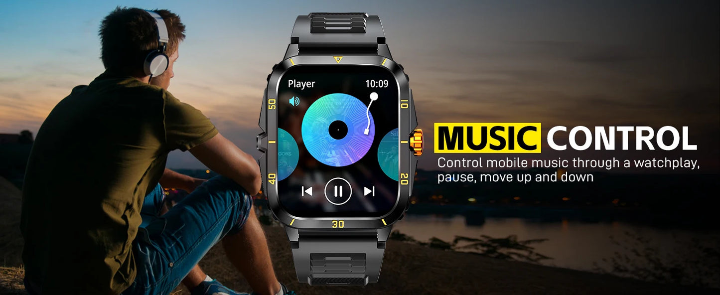 Smart Watch 3ATM Waterprf 1.96" IPS Screen KT71 Men 100+ Sport Mode Heart Rate Blood Pres. Bluetooth