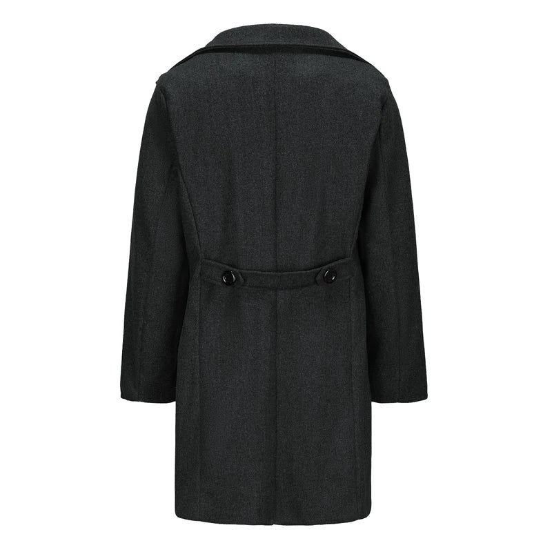 Classic Wool Blend Peacoat with Notched Lapel and Button Closure for Men s Winter Fashion Outerwear