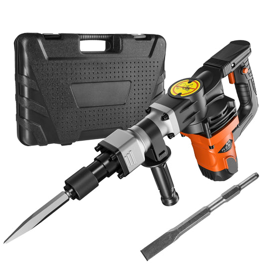 1400W Demolition Electric Jackhammer Heavy Duty 2900 BPM Concrete Breaker 2pcs Chisels Bits Chipping