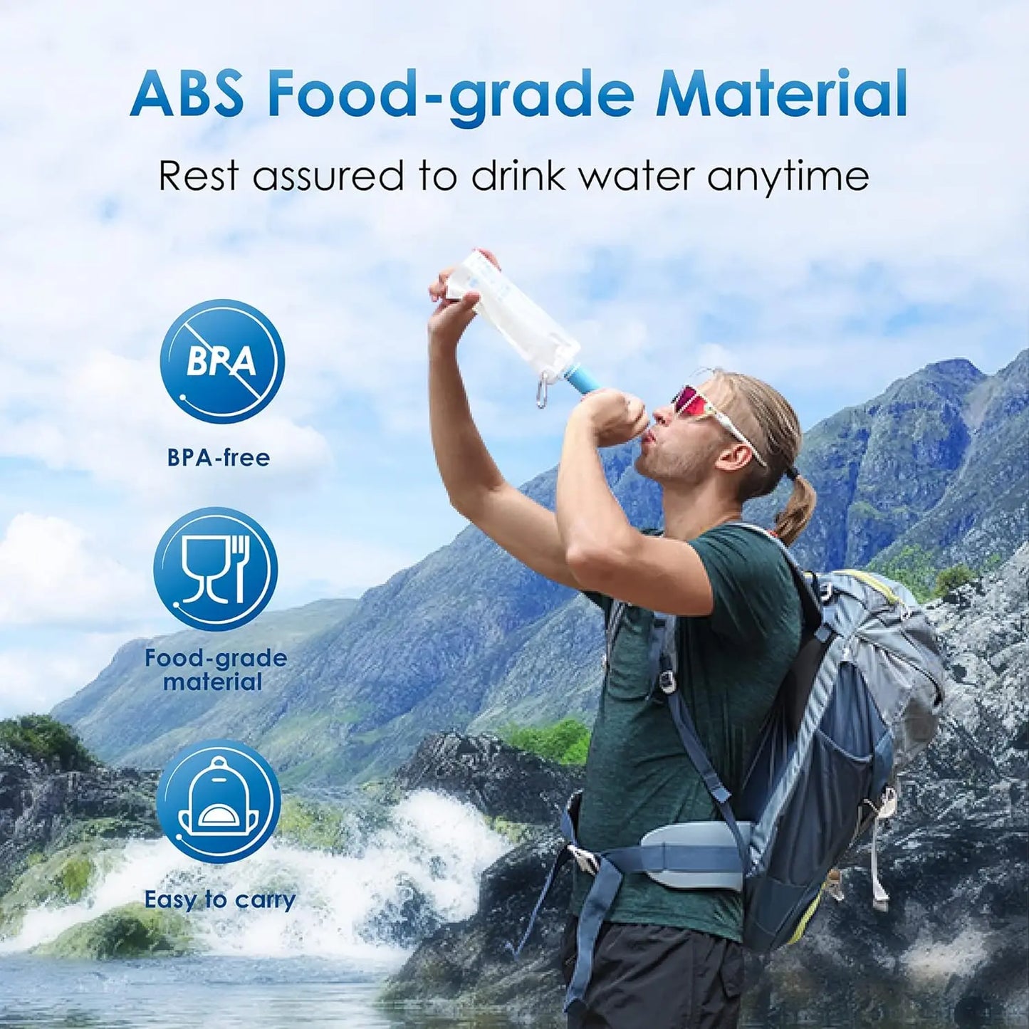 Waterdrop Filter Straw, Purifier Survival.Camping, Travel, Backpacking, Emergency Prepare, 4 Pack