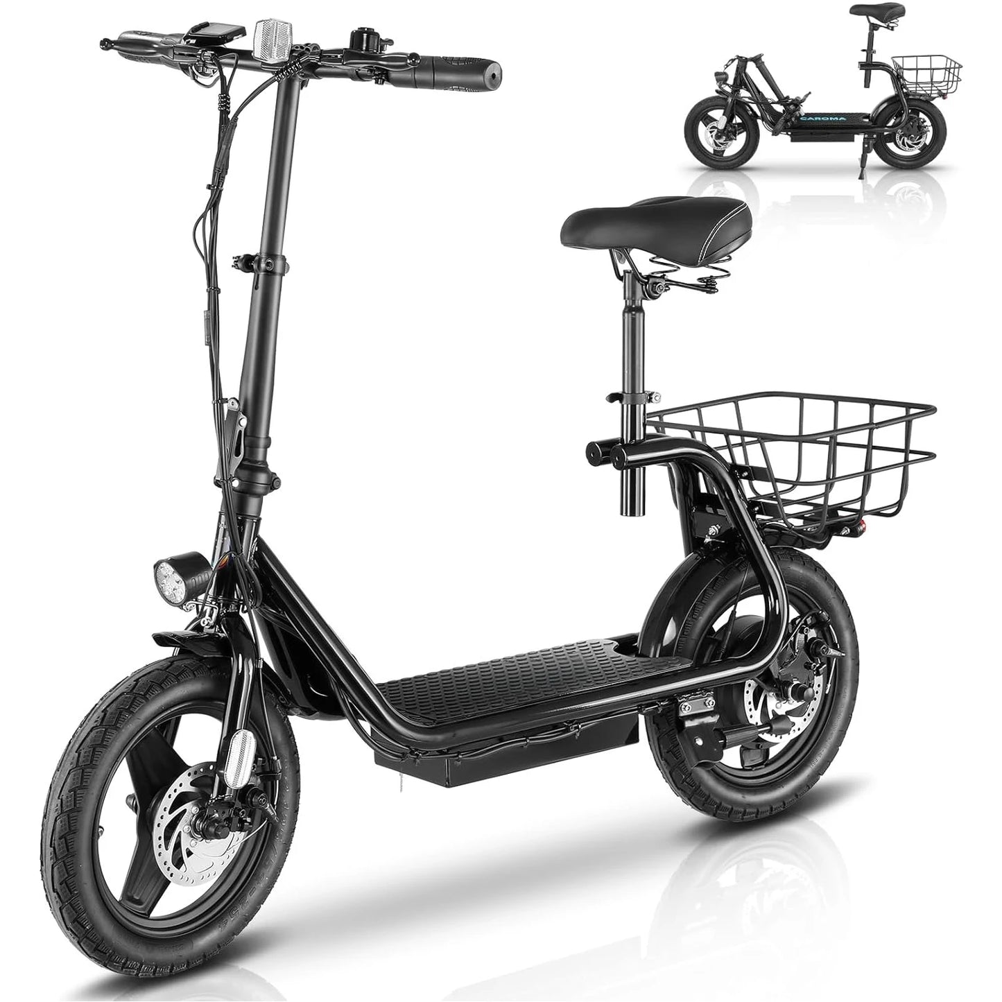 Peak 819W Electric Scooter 500W Motor W/ Seat 14" Tire, 30 Miles Ranges 20MPH Max Speed, to 300 LBS