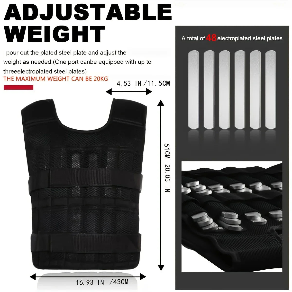 Adjustable Weight Vest, Ankle Weights, Wrist Weights, Running Weights Strength Training Equipment
