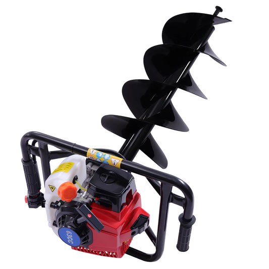 Post Hole Digger w/ 12" inch Auger Bit Set V-Type 63CC 2 Stroke Motor Gas Post Hole
