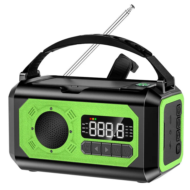 12000mAh Solar Hand Crank AM/FM/NOAA Weather Radio, 2 Solar Panels Multifunction Radio Reading Lamp