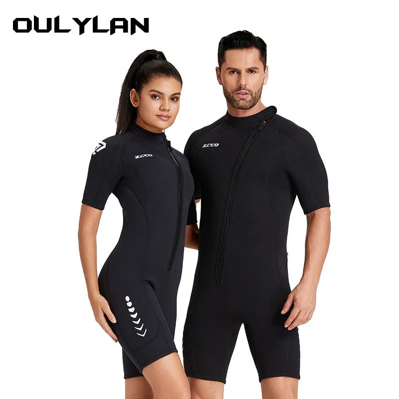 Oulylan 3MM Neoprene Wetsuit Keep Warm Swimsuit Scuba Suit Short Sleeve,men-women Surfing Snorkelin