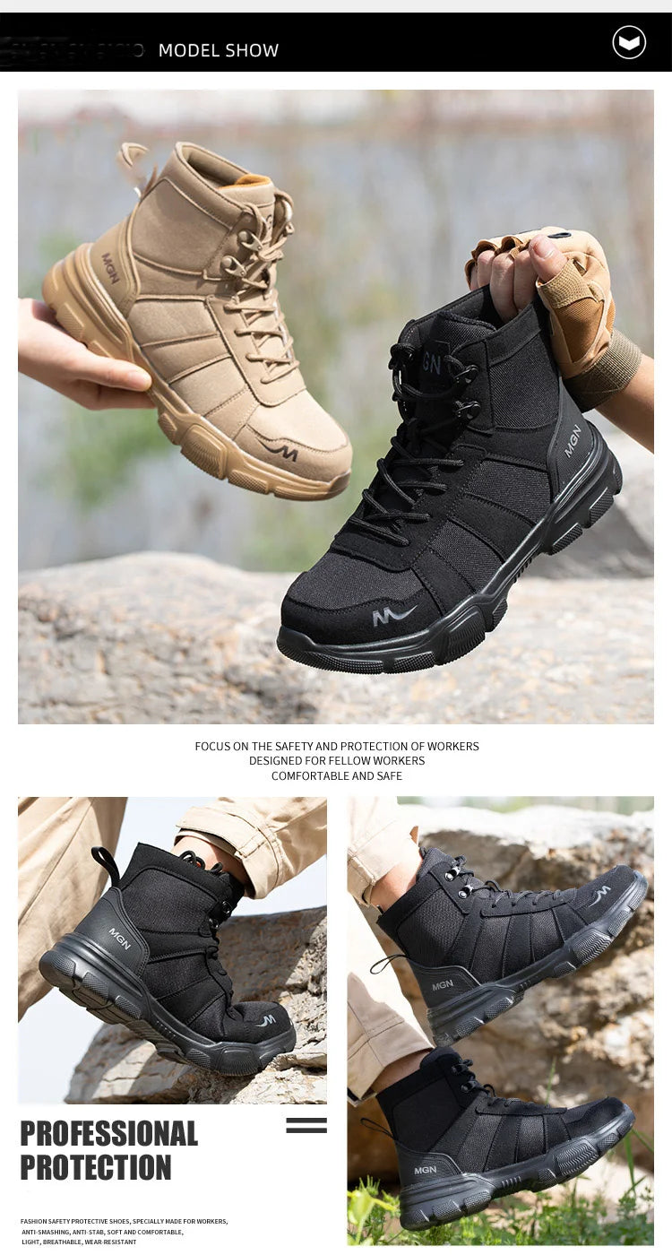 Boots Indestructible Safety Men Steel Toe  Puncture-Proof Sneakers; Women Non Slip Work Shoes