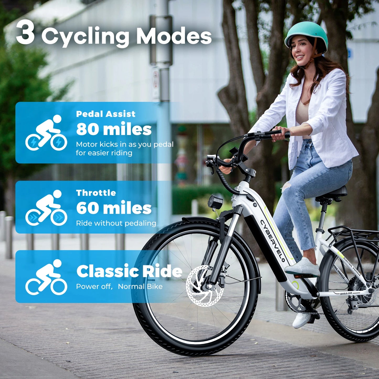 1000 Peak E-Bike for Adults,up 80 Miles Removable Battery,26" , 7-Speed,Adult back cargo rack