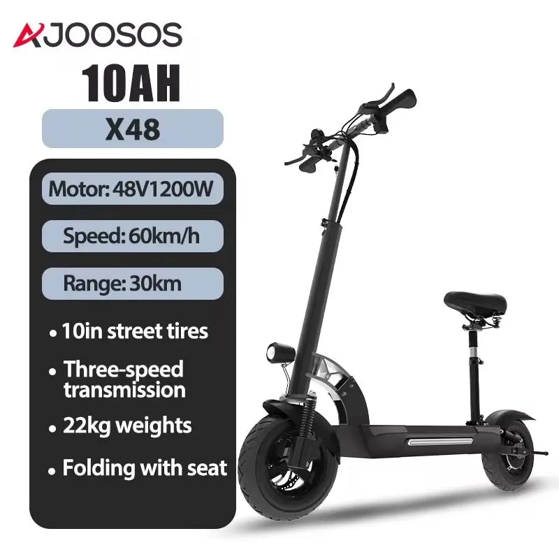 1200W 2400W 6000W Commuter Seat Adults Electric Scooter 48V/72V 10 inch Tubeless Off Road Tire,LCD