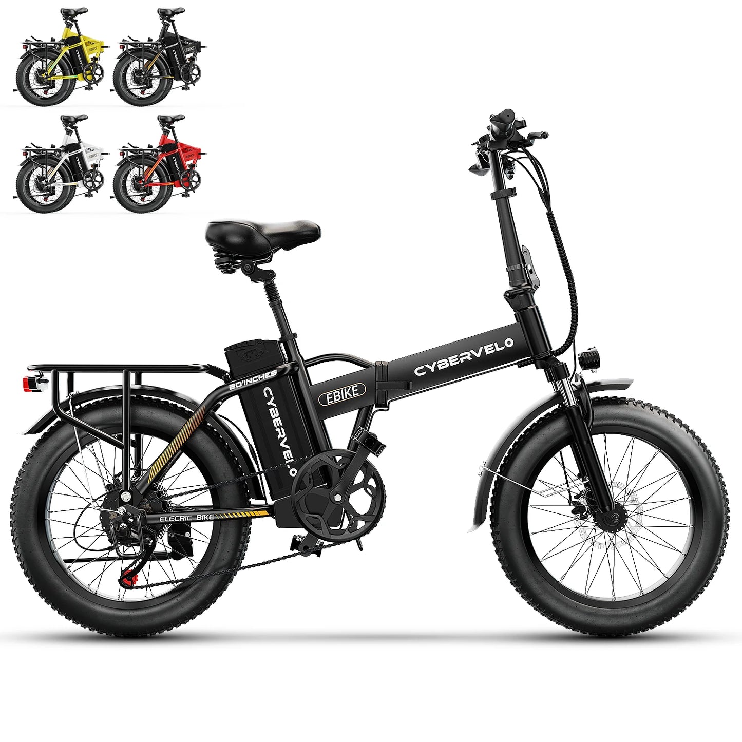 1000W Folding E-Bike, 48V 20AH Large Removable Battery, 30+MPH, 80 Miles Max Range, 20" Fat Tire
