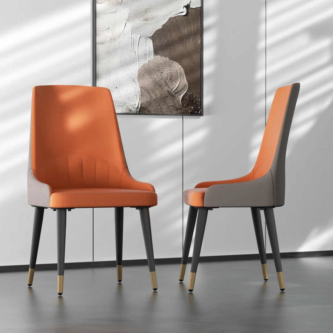 Leather Dining Chairs, Arms Modern Kitchen Dining Room Chairs, Metal legs,kitchen, apts