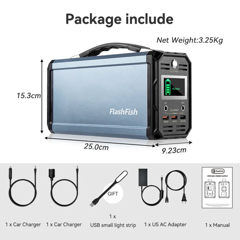 300W Solar Generator 222Wh Portable Power Station 60000mAh Rechargeable Lithium Battery Bank