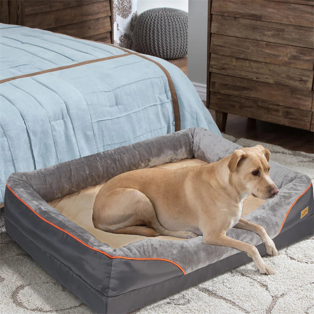 Jumbo Large Orthopedic Dog Bed Memory Foam,Waterproof Elevated Cushion Warm Puppy,Removable Cover