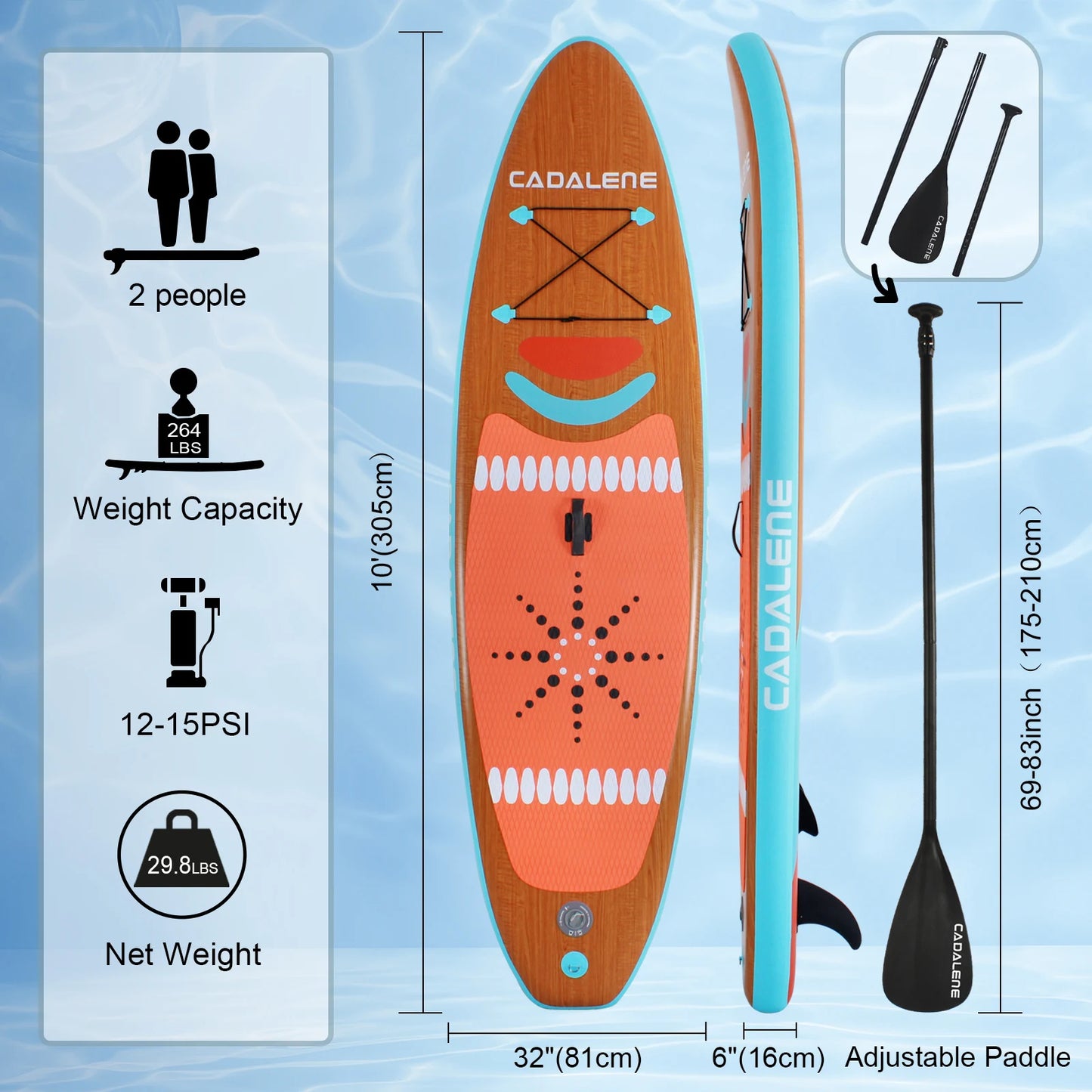 10' Inflatable Stand Up Paddle Board, Premium SUP Accessories, Non-Slip Comfort Deck,Youth & Adult