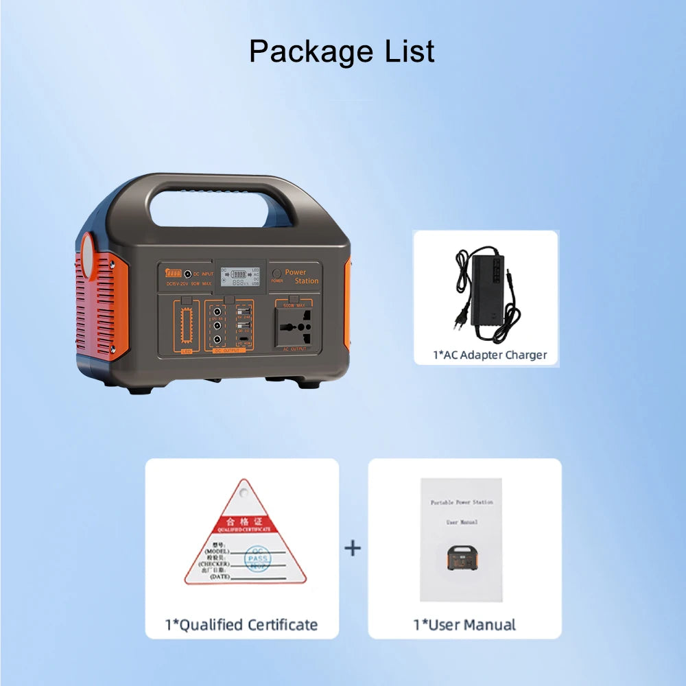 500W 300W Portable Power Station AC 110V Solar Generator LiFePO4 Battery UPS Emergency camp Home