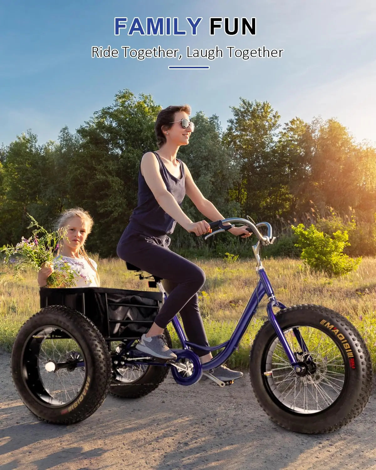 Fat Tire Adult Trike M/W 20 Inch 3 Wheel, 7 Speed, Rear Cargo Basket, Disc Brakes, Customized