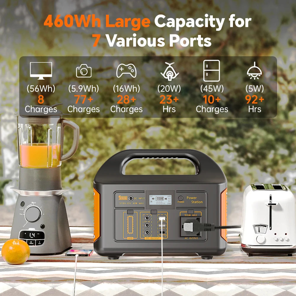 500W 300W Portable Power Station AC 110V Solar Generator LiFePO4 Battery UPS Emergency camp Home