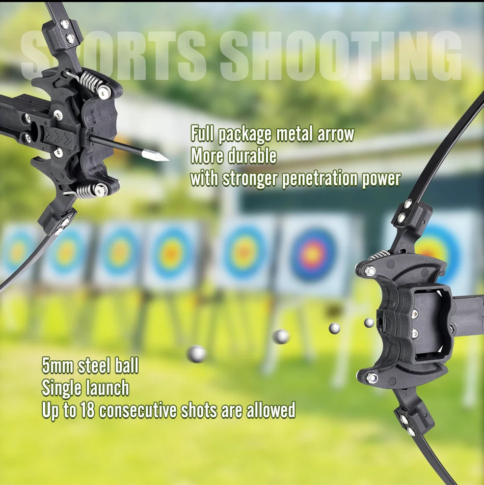 18-Shot Steel Ball Recurve Bow - Dual Shooting/Archery Outdoor Hunting & Competition