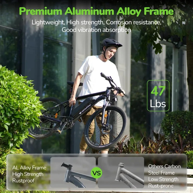 M10 Electric Bike Adult 500W, 26" Commuting, 20MPH Max Range 55+ Miles, Removable Battery