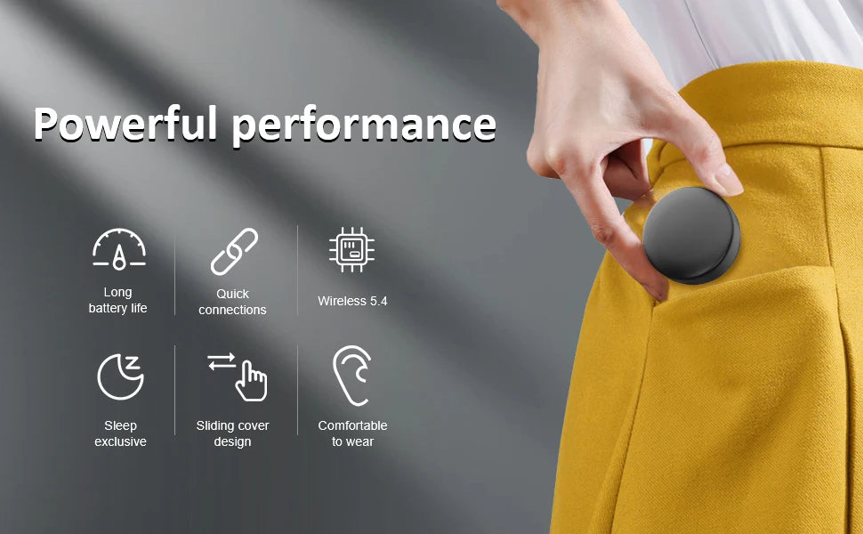 Bluetooth 5.4 Wireless Earphones Small,Sleeping Sport Invisible Bass Quality Headset Sliding Cover