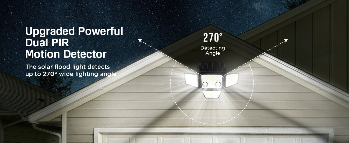 Solar Outdoor Lights - 3000LM 188 LED Motion Sensor Lights Security Lights for Backyard Patio