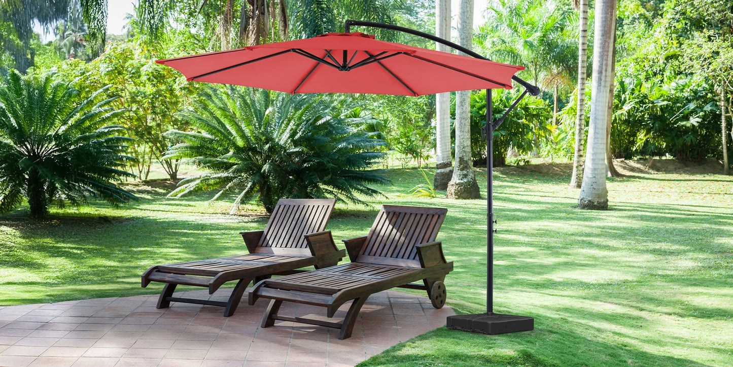 10FT Outdoor Patio Umbrella Hanging Cantilever,Easy Tilt Adjust,UV Protection 8 SturdyRibs yard deck