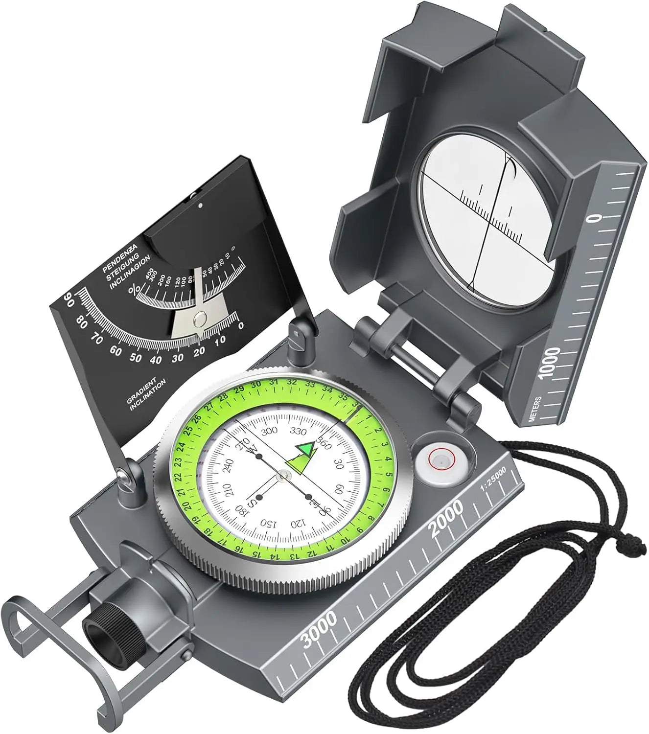 IP65 Compass Hiking Survival - Lensatic Compass,Clinometer & Bag,Camping,Hunting,Hiking,Geology