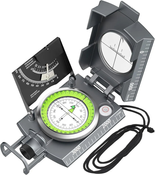 IP65 Compass Hiking Survival - Lensatic Compass,Clinometer & Bag,Camping,Hunting,Hiking,Geology