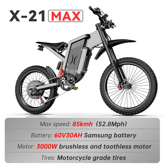 Max E-Motorcycles 3000W Brushless Gearless Motors 60V30AH Lithium Battery Speed 85Kmh Adult Off Road