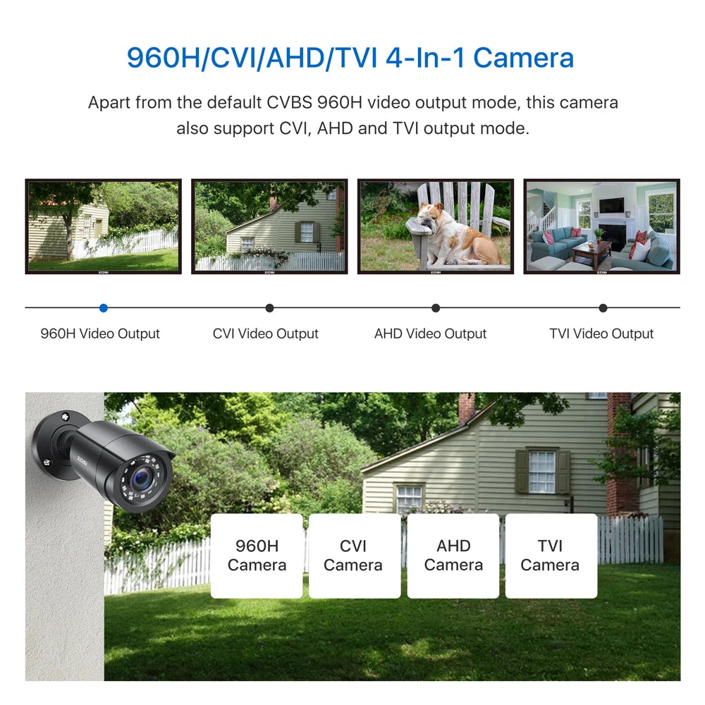 1080P 4 Pack HD TVI Security Cameras Out/in Weatherproof Bullet Surveillance Camera Analog CCTV DVR
