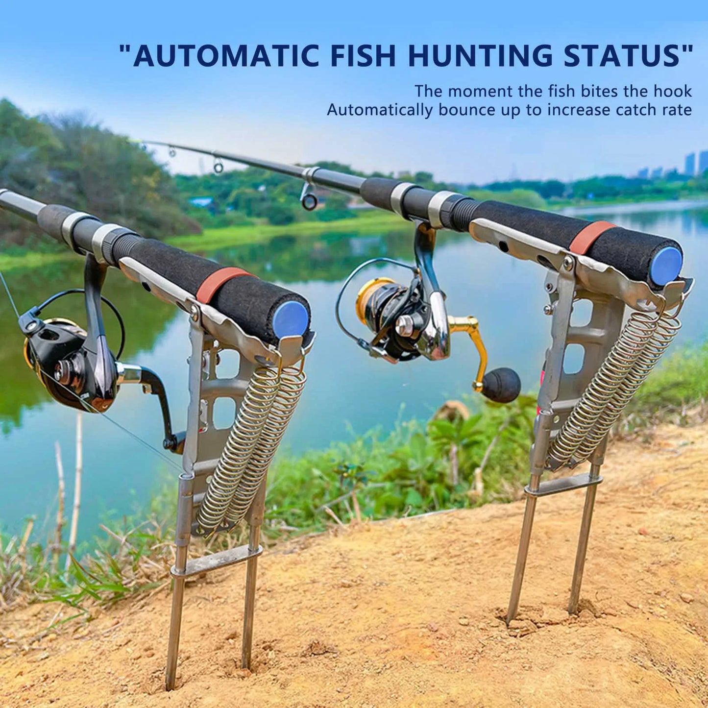 1-5pcs Automatic Fishing Rod bracket holders Stainless Steel double spring rest Brackets Fishing