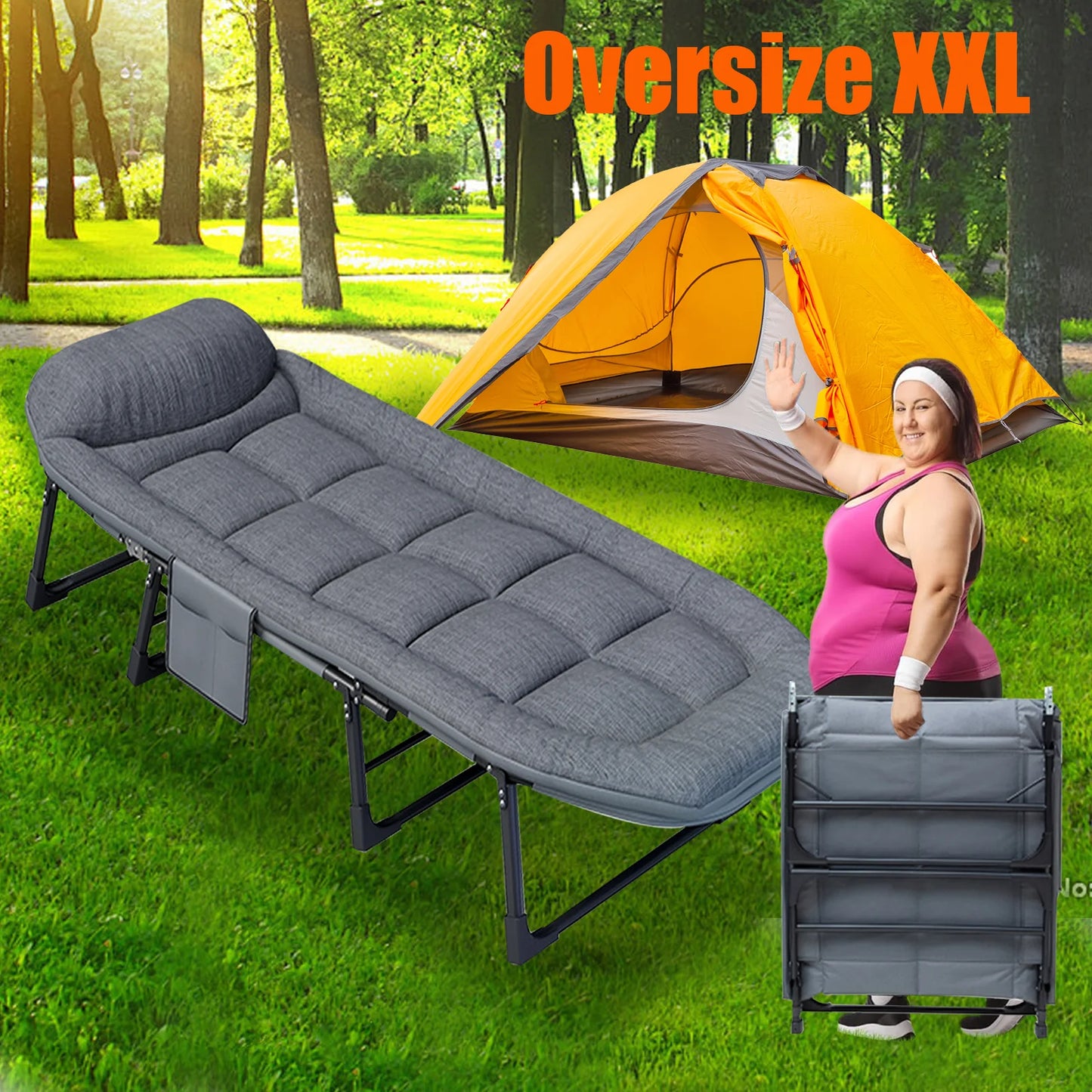 Sleeping Cots, Adults 6 Position,Portable & Foldable, Mattress /Pillow, Heavy Duty Sturdy Frame