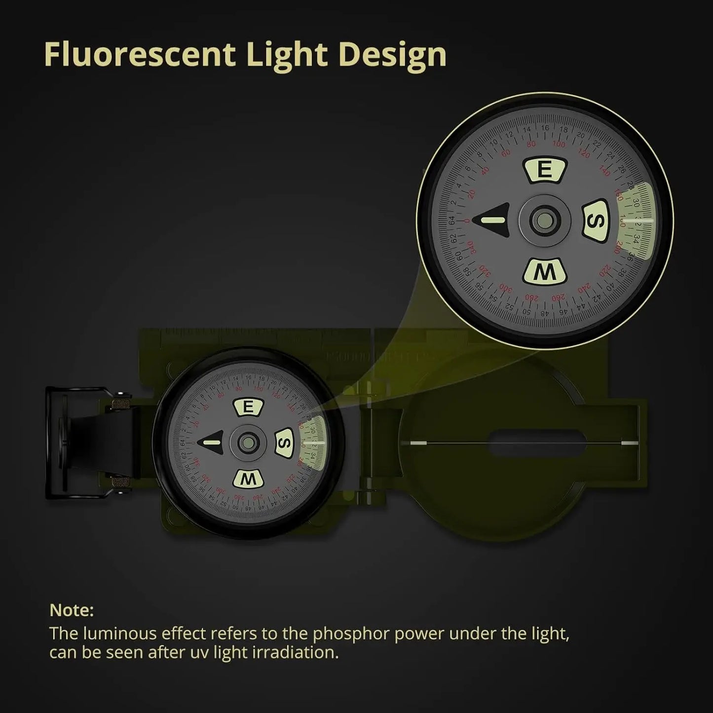 Compass, Clinometer, Strong Magnetic Intensity 3000 Gauss Professional Military Compass Waterproof