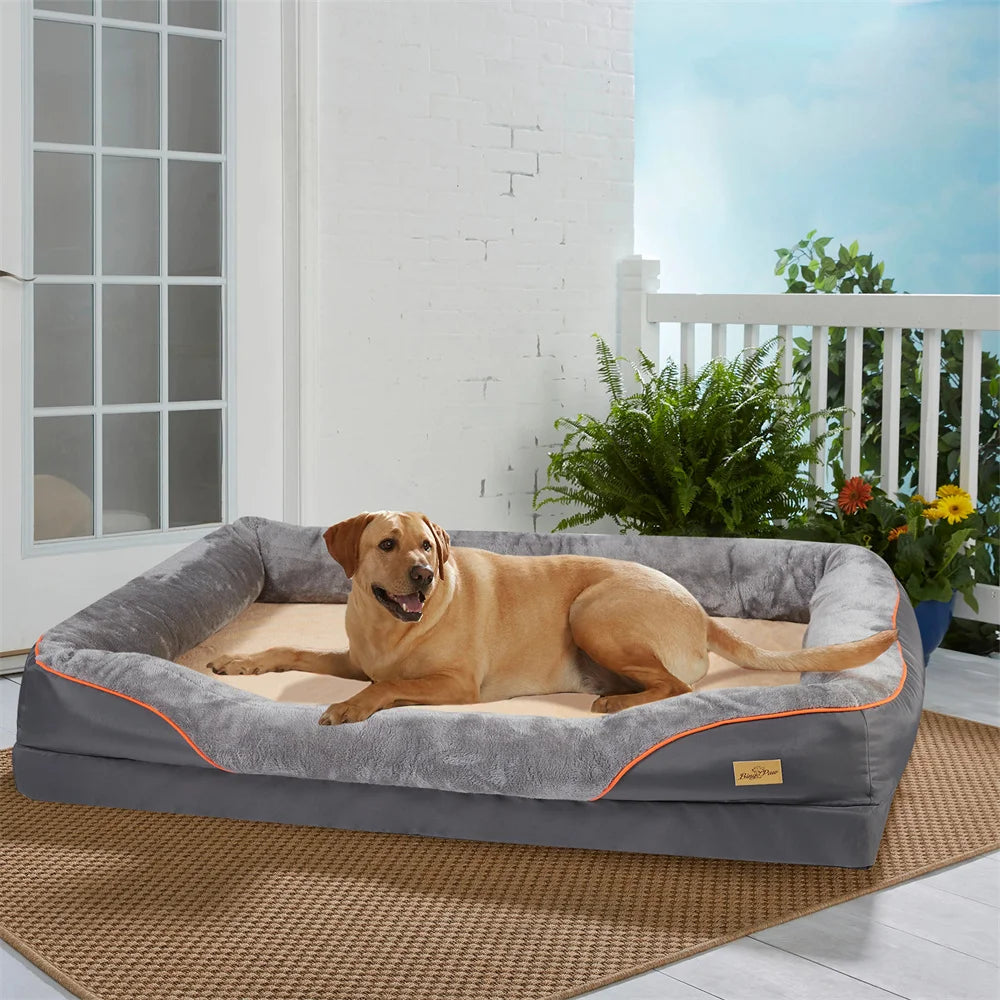 Jumbo Large Orthopedic Dog Bed Memory Foam,Waterproof Elevated Cushion Warm Puppy,Removable Cover