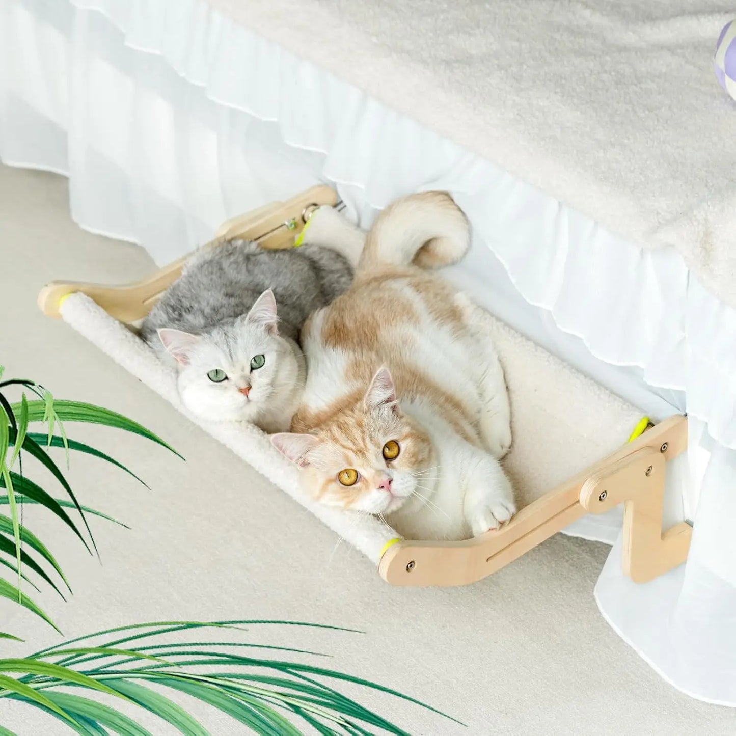 Cat Window Perch Lounge Mount Hammock  Bed Shelves f Drilling No Suction Cup Large Beige
