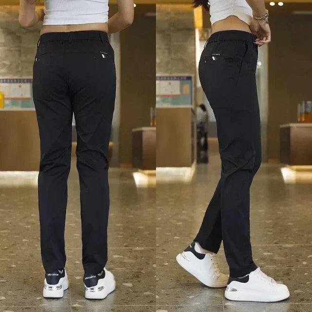 Ice Silk Men's Golf Men's Midweight Casual Pants Khaki Black Slim Straight Leg Stretch Casual