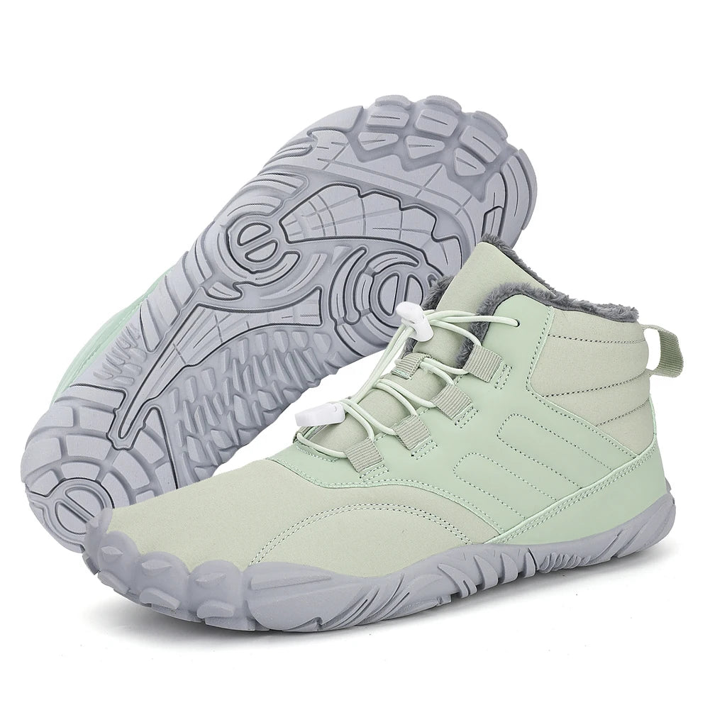 Winter Warm Running Barefoot Shoes Women Men Rubber High Ankle Boots Waterproof Non-Slip Breathable