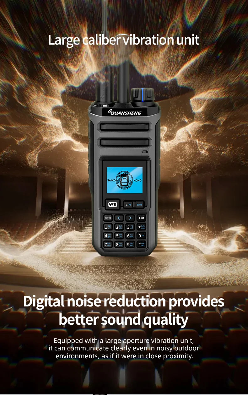 10W VHF/UHF Dual Band Radio 999CH CTCSS/DCS IP55 2500mAh Type-C NOAA Weather Alarm CE