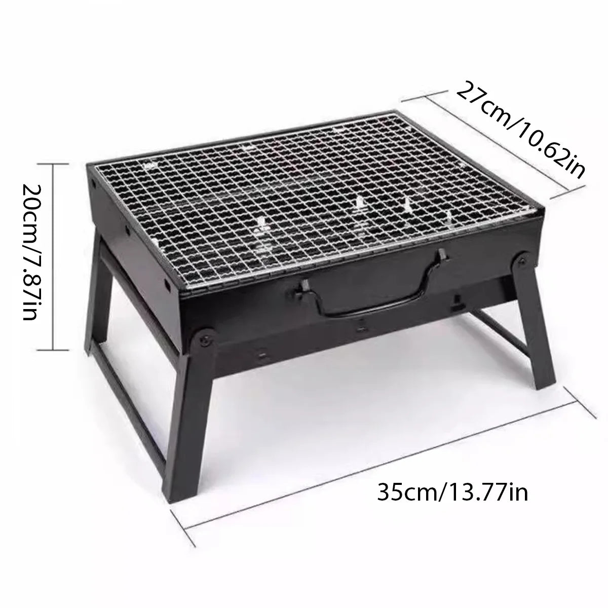 Portable BBQ Charcoal Grill Stainless Steel Small Mini BBQ Tool Kit Camping Picnic Beach