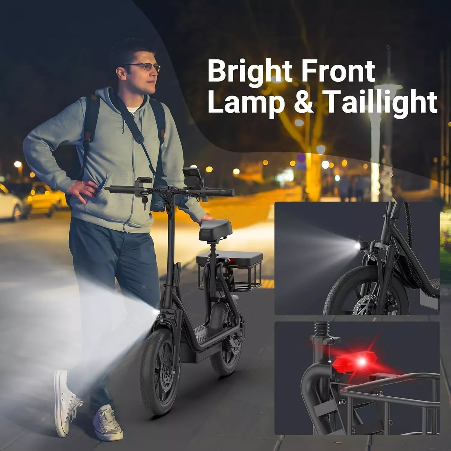 500W 14inch Electric Bicycle 10.4AH Battery 28M Max Range 22MPH Max Speed Shock Absorption Foldable