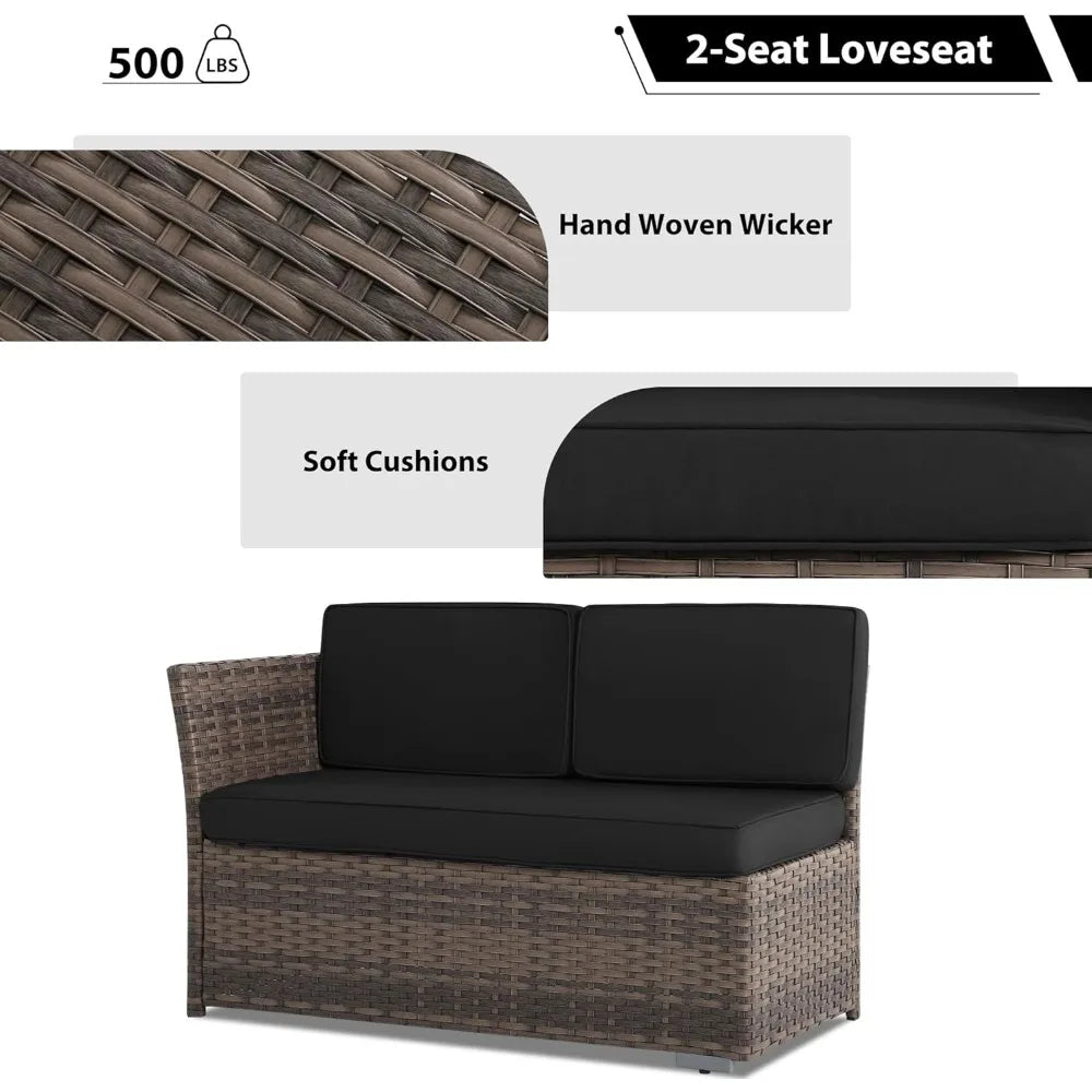 7 Piece Patio Set, Outdoor PE Wicker Rattan, Dining Table, Chairs Set, Patio Conversation Sofa patio